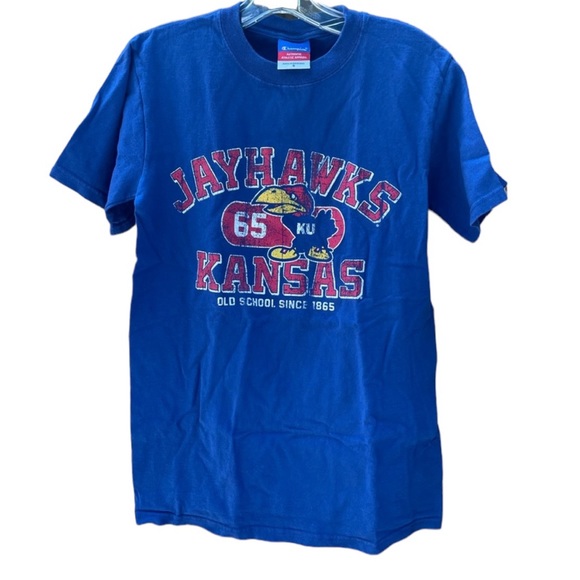 Champion Tops - Champion KU Jayhawks Old School Graphic Unisex Short Sleeve Tee Size Small